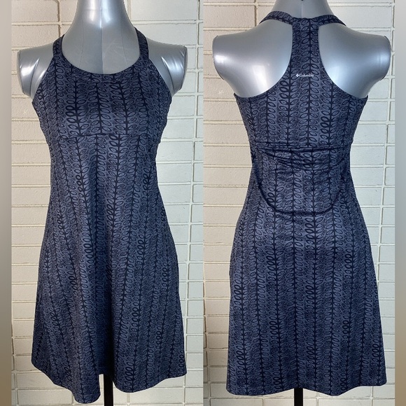 Columbia Dresses & Skirts - Columbia grey leaf print Omni-wick freezer halter tank dress size large